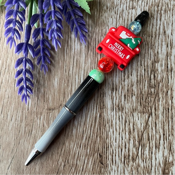 Handcrafted Christmas Pens Beaded Unique Artisan Gifts Office Accessories - Picture 5 of 9